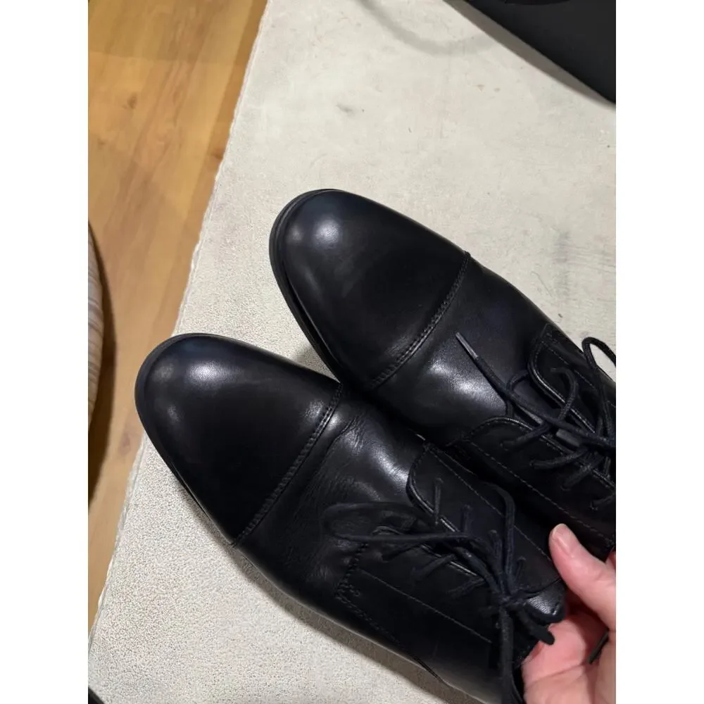 Nordstrom Ortholite Men's 10M Comfort Foam Black Leather Cap-Toe Oxford Shoes